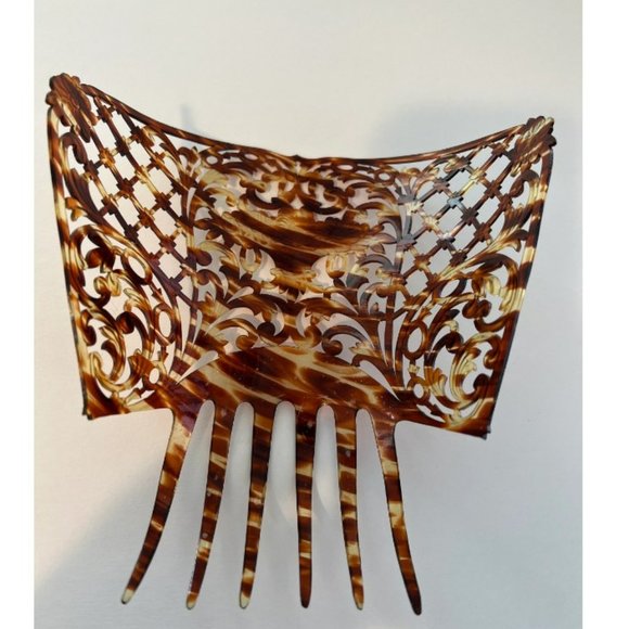 Large - Antique Vintage Spanish Mantilla Style Celluloid Hair Comb main image 3